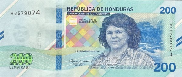 Anverso del billete de Honduras 200 Lempiras 2023