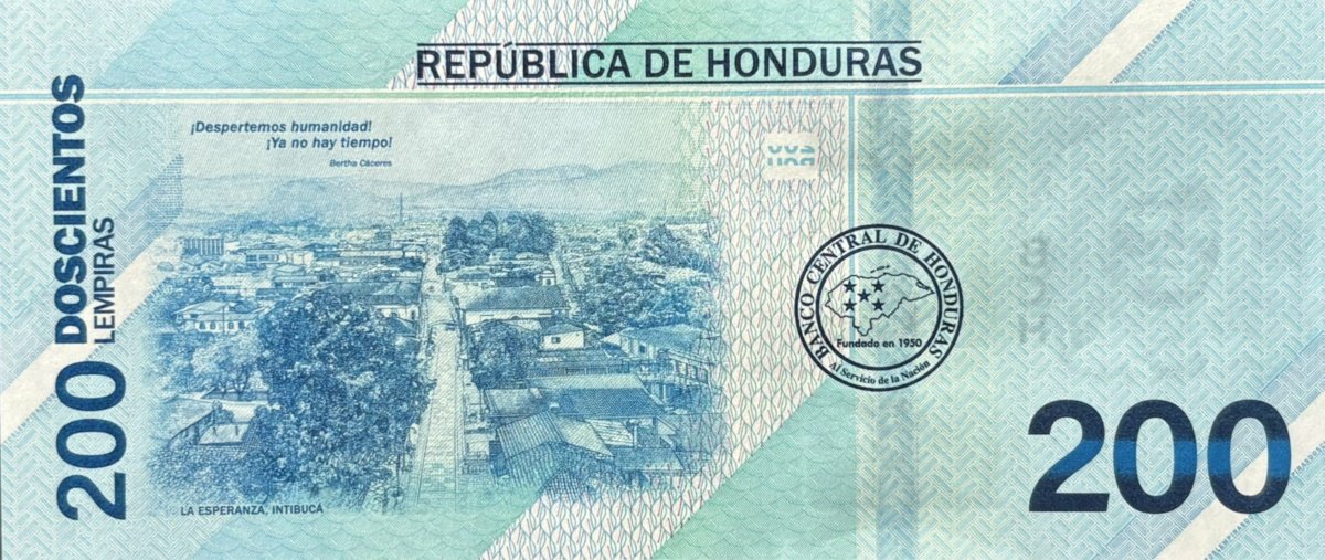 Reverso del billete de Honduras 200 Lempiras 2023