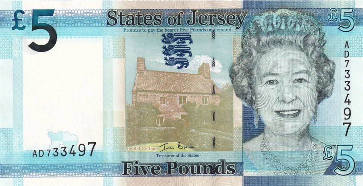 Anverso del billete de Jersey 5 Libras 2010